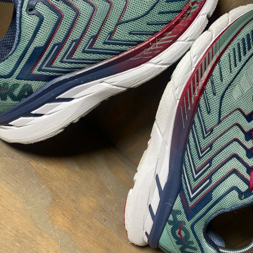 Hoka One One Womens Clifton 4 Running Shoes Blue Coral 1016724 Lace Up 9M_11